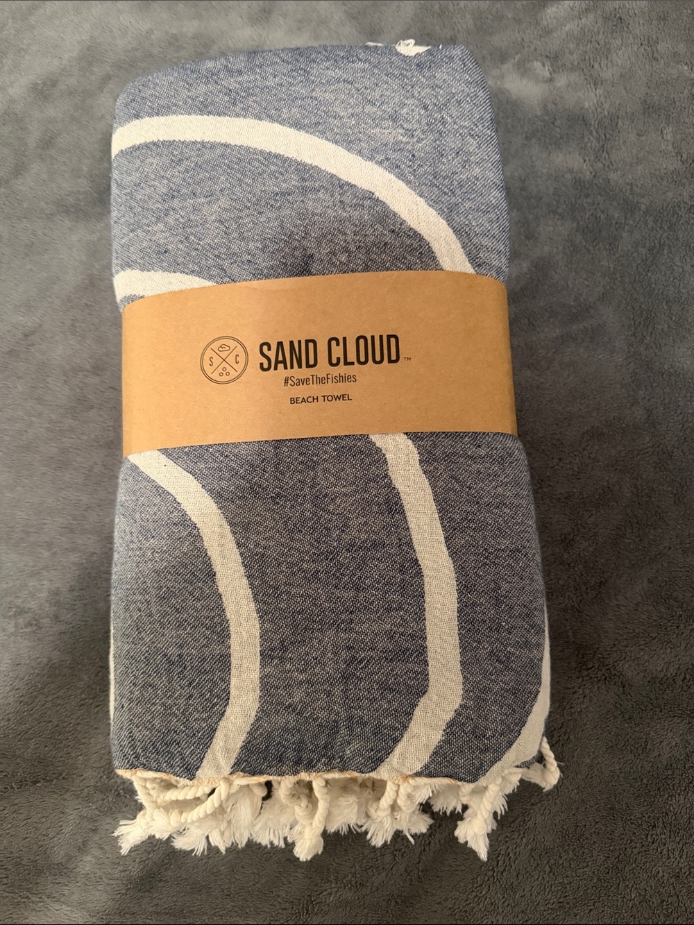 Sand Cloud Blue & White Striped Beach Towel